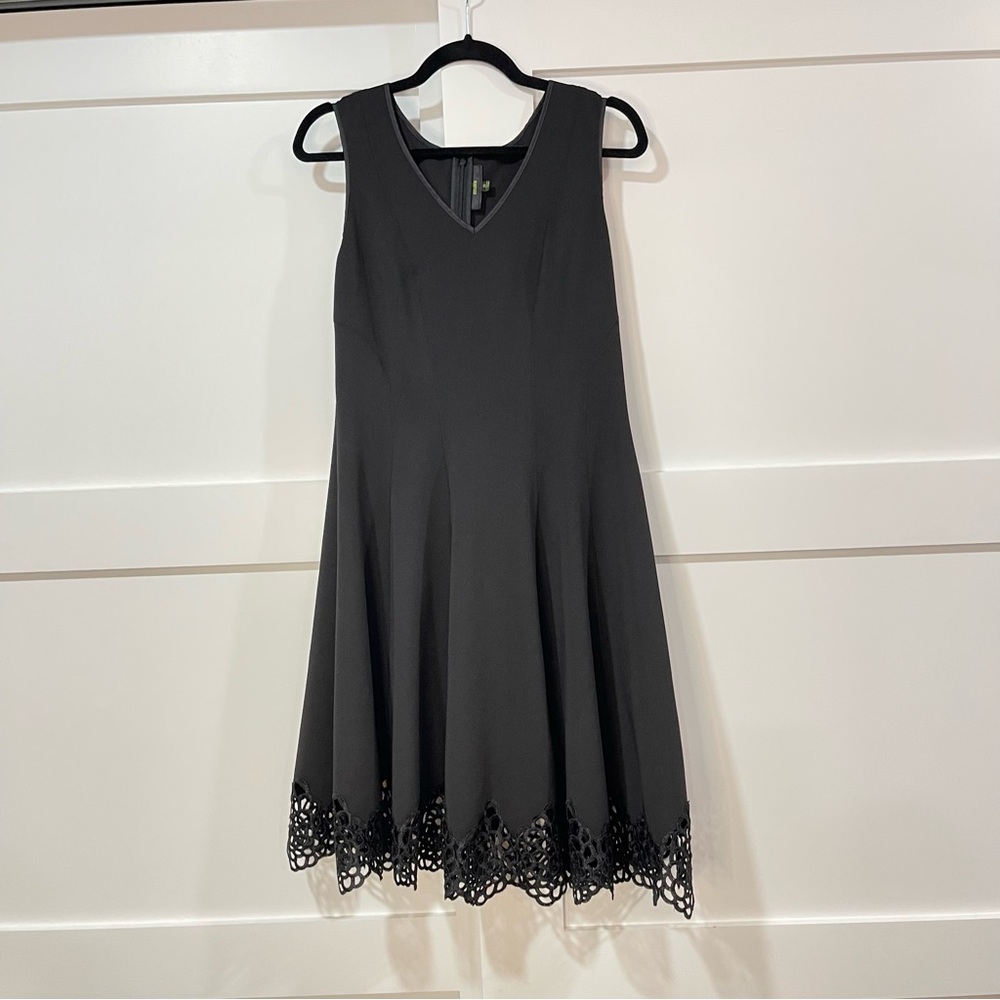 Nordstrom Maia LBD little black dress | Cocktail | crochet trim | Scuba material
